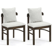 Fabric Upholstered Wood Dining Chairs Set of 2 with Removable Pillow-Gray-Dining Chairs-DECOROLALA