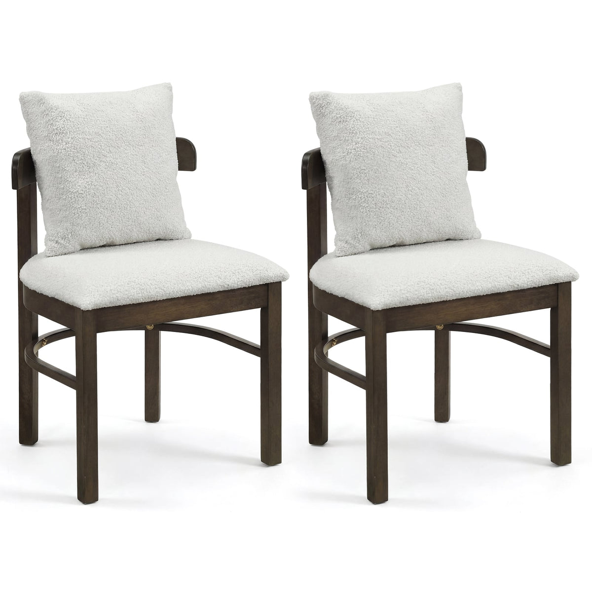 Fabric Upholstered Wood Dining Chairs Set of 2 with Removable Pillow-Gray-Dining Chairs-DECOROLALA