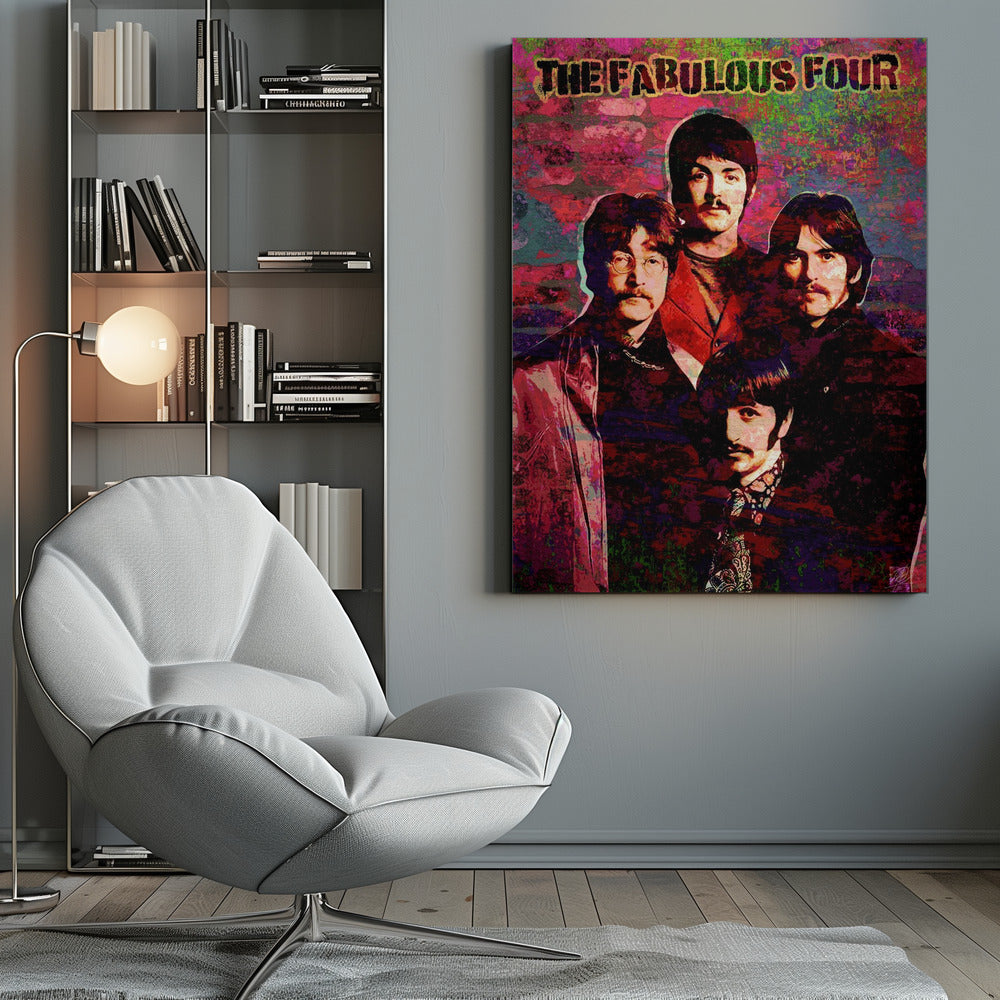 Fabulous Four Poster - The Beatles Wall Art-canvas-DECOROLALA