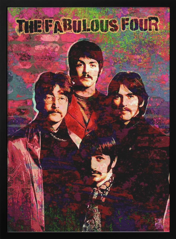 Fabulous Four Poster - The Beatles Wall Art-canvas-DECOROLALA
