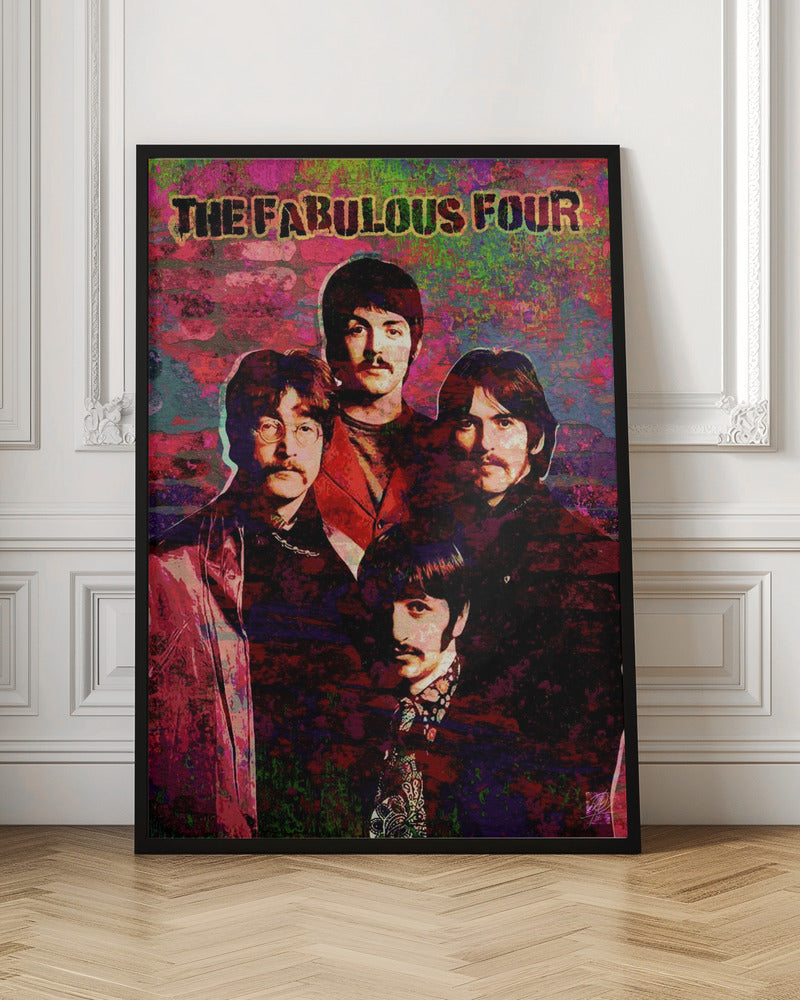 Fabulous Four Poster - The Beatles Wall Art-canvas-DECOROLALA