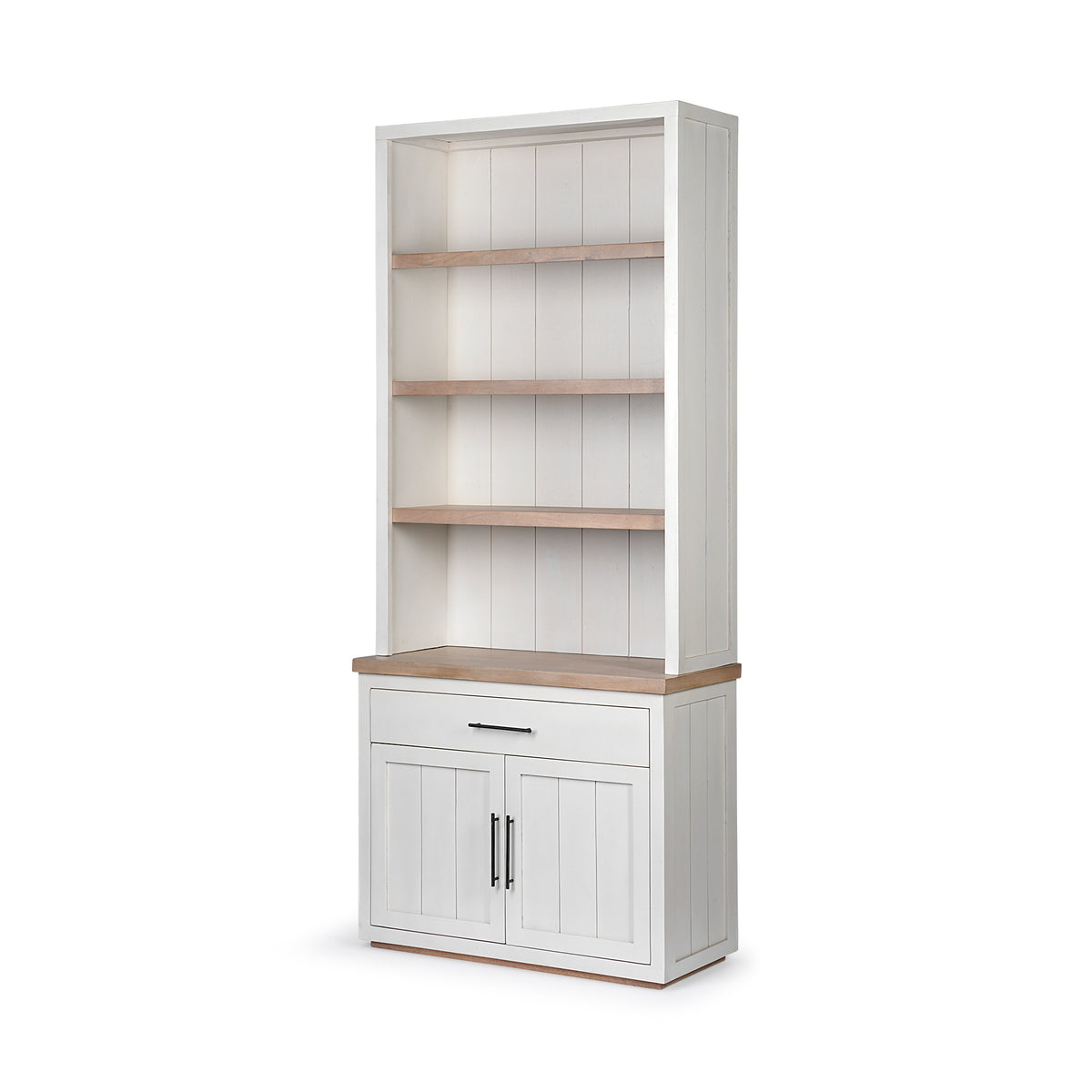 Fairview I White and Medium Brown Wood Three Shelf Shelving Unit-Shelving-DECOROLALA