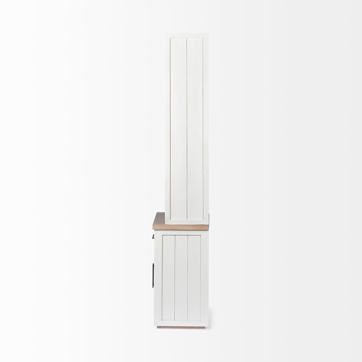 Fairview I White and Medium Brown Wood Three Shelf Shelving Unit-Shelving-DECOROLALA