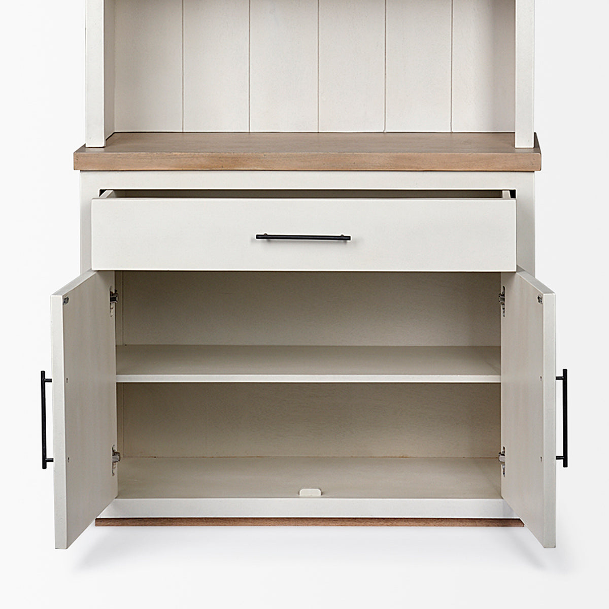Fairview I White and Medium Brown Wood Three Shelf Shelving Unit-Shelving-DECOROLALA