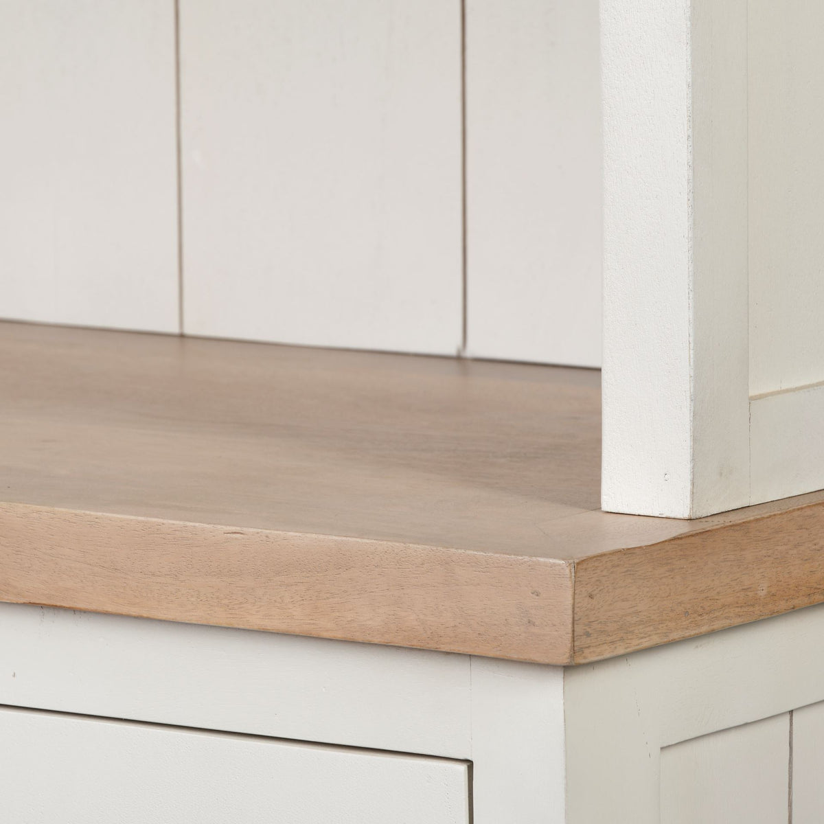Fairview I White and Medium Brown Wood Three Shelf Shelving Unit-Shelving-DECOROLALA