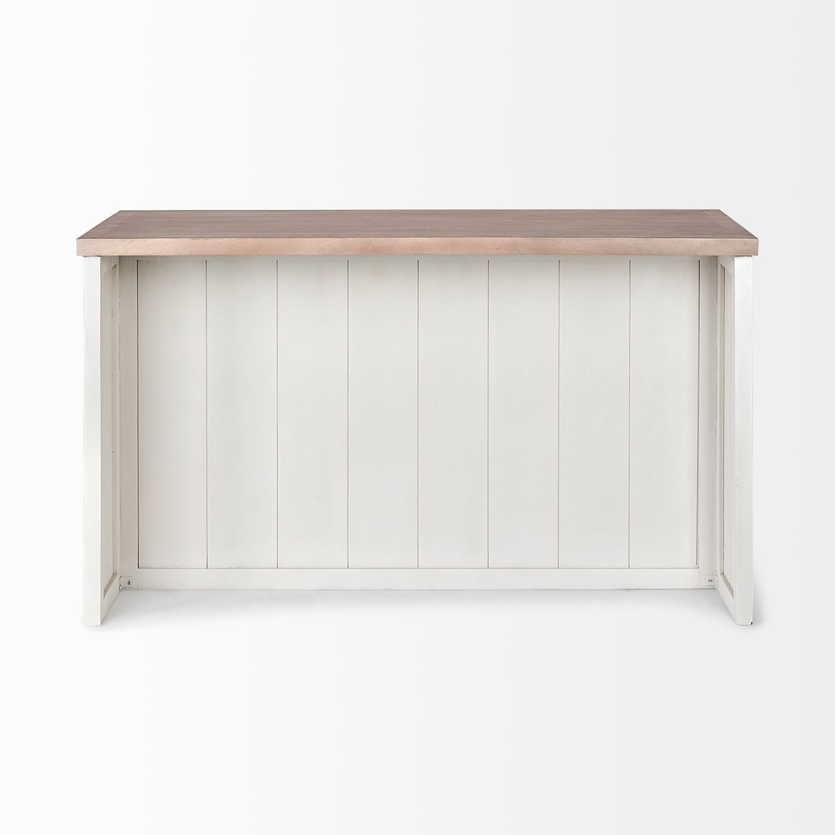Fairview II White and Brown Two-Tone Stain Solid Wood Kitchen Island-Kitchen Islands-DECOROLALA