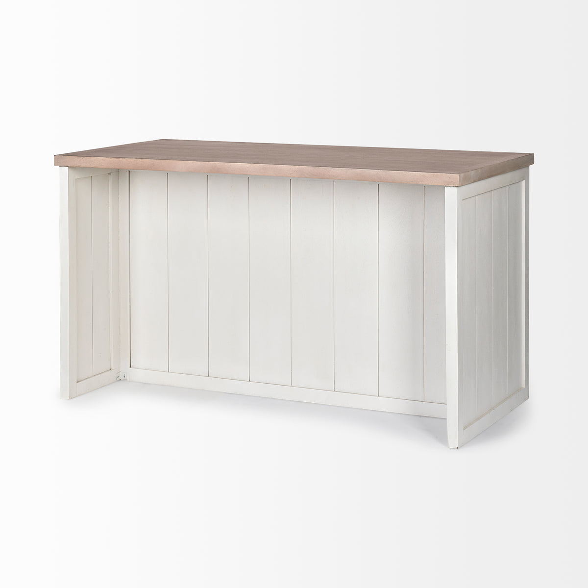 Fairview II White and Brown Two-Tone Stain Solid Wood Kitchen Island-Kitchen Islands-DECOROLALA