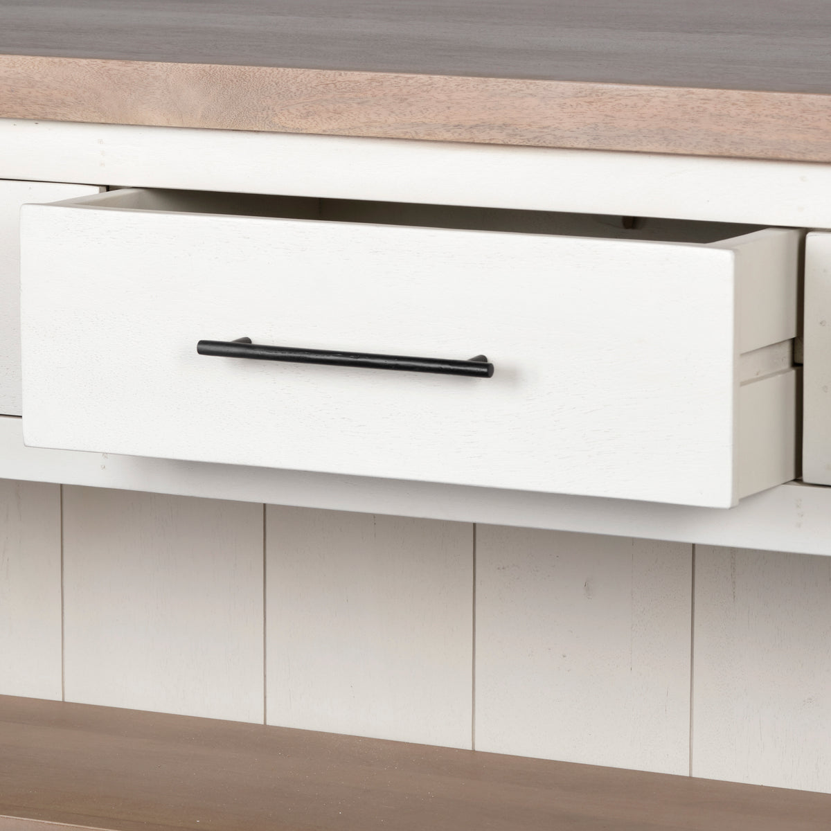 Fairview II White and Brown Two-Tone Stain Solid Wood Kitchen Island-Kitchen Islands-DECOROLALA