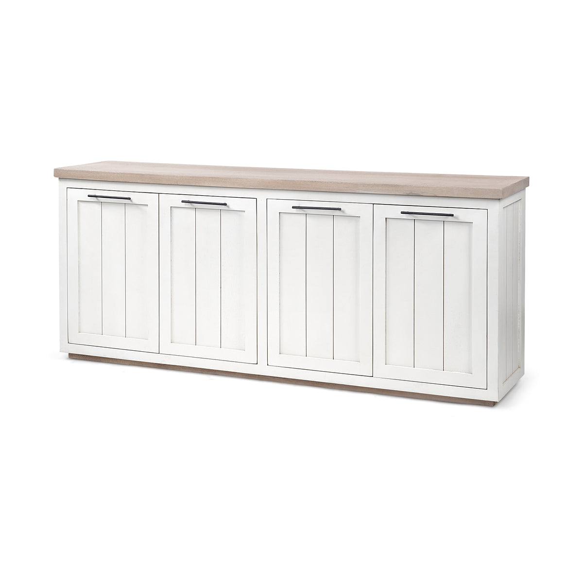 Fairview III Solid Wood Brown Top & White Frame 4 Cabinet Door Sideboard-Sideboards & Buffets-DECOROLALA