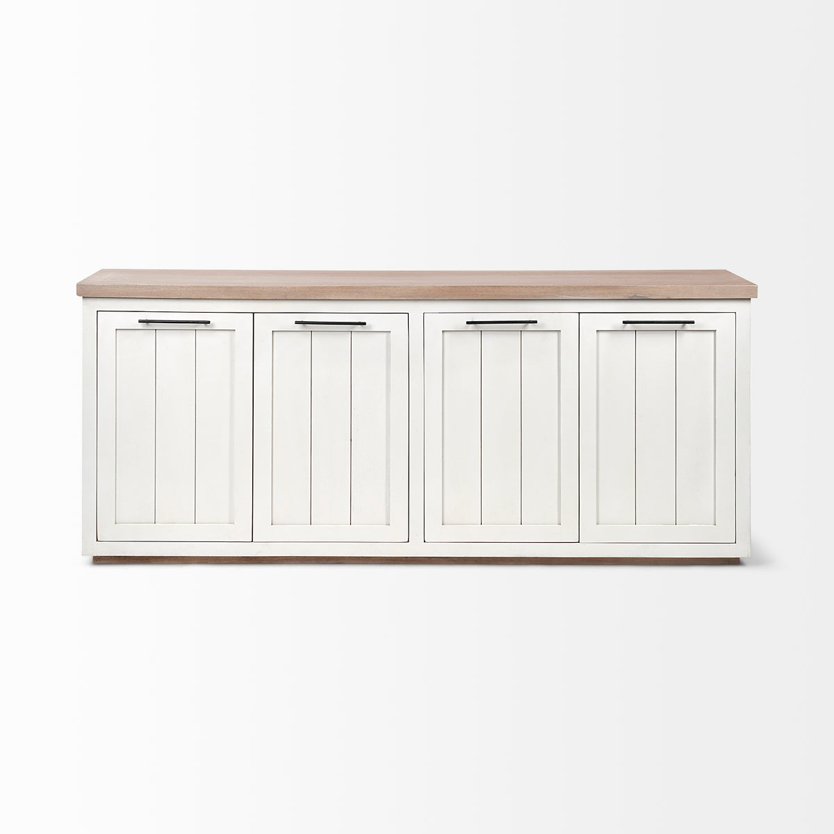 Fairview III Solid Wood Brown Top & White Frame 4 Cabinet Door Sideboard-Sideboards & Buffets-DECOROLALA