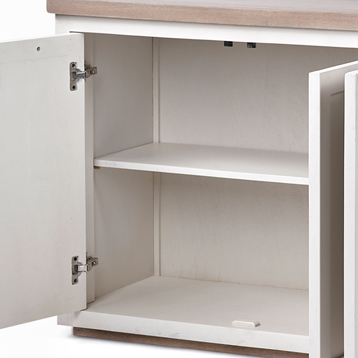 Fairview III Solid Wood Brown Top & White Frame 4 Cabinet Door Sideboard-Sideboards & Buffets-DECOROLALA
