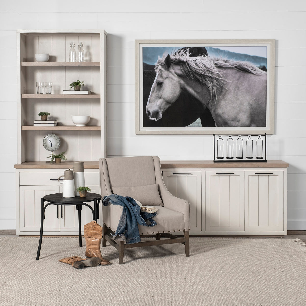 Fairview III Solid Wood Sideboard - White & Brown-Sideboards & Buffets-DECOROLALA