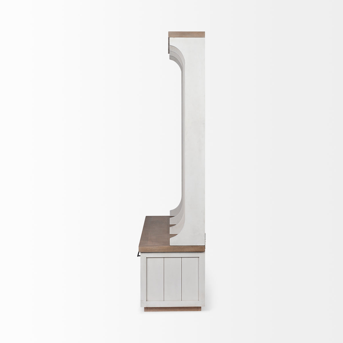 Fairview IV Hall Tree - White & Brown Wood 61" Storage-Hall Trees-DECOROLALA
