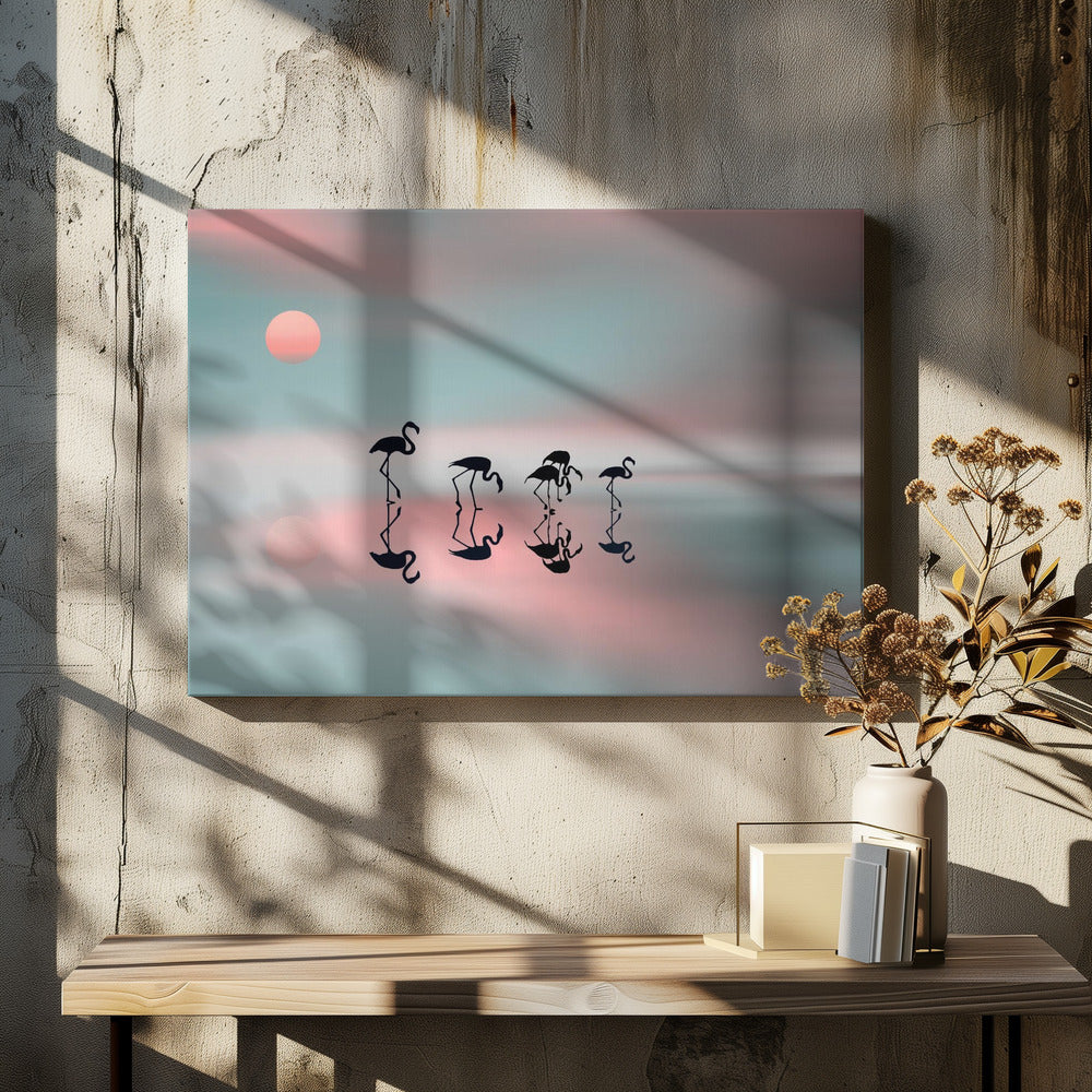 Family flamingos.-Canvas Print-DECOROLALA