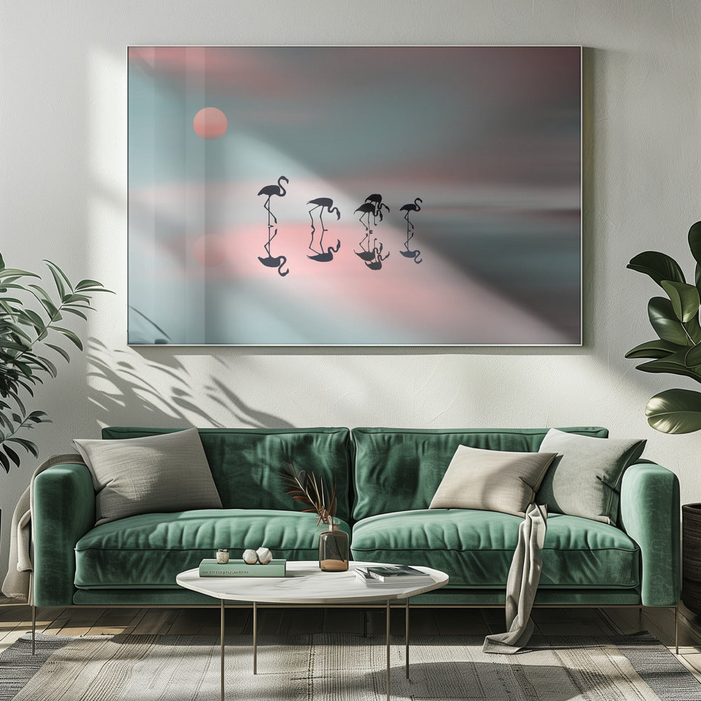 Family flamingos.-Canvas Print-DECOROLALA