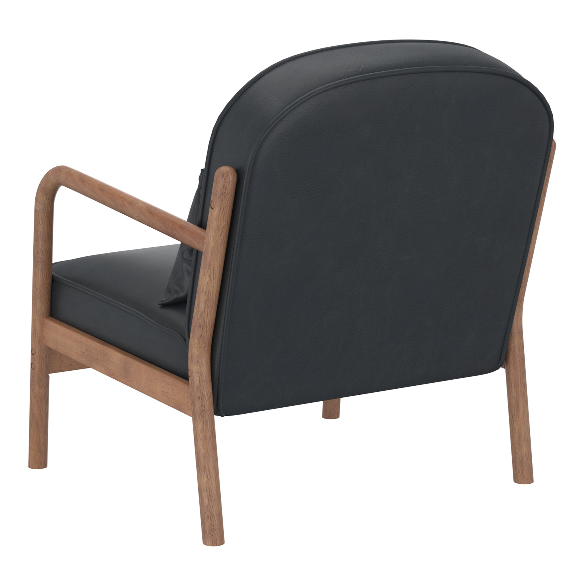 Fani Accent Chair - Black PU Leather Walnut Wood Frame-DECOROLALA