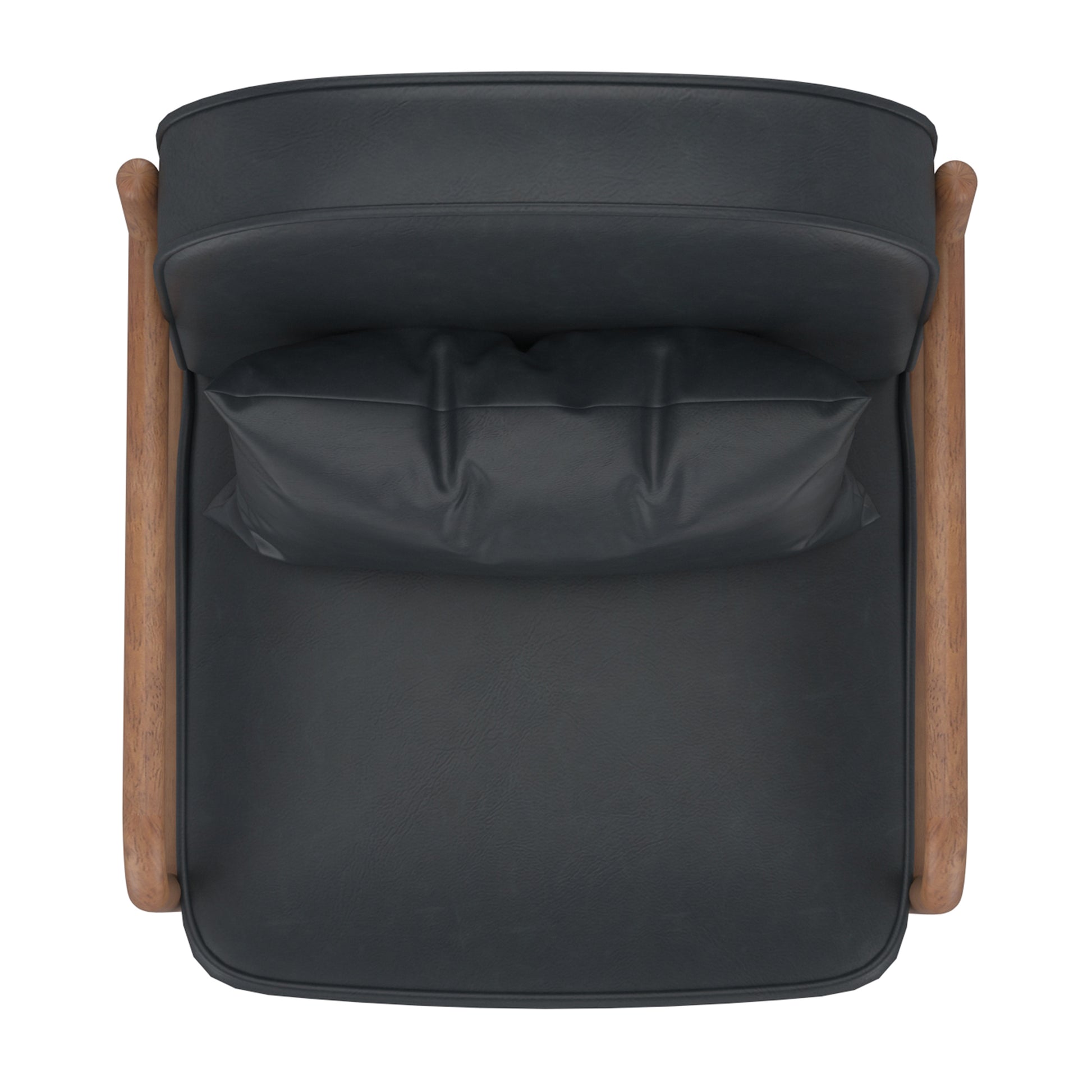 Fani Accent Chair - Black PU Leather Walnut Wood Frame-DECOROLALA