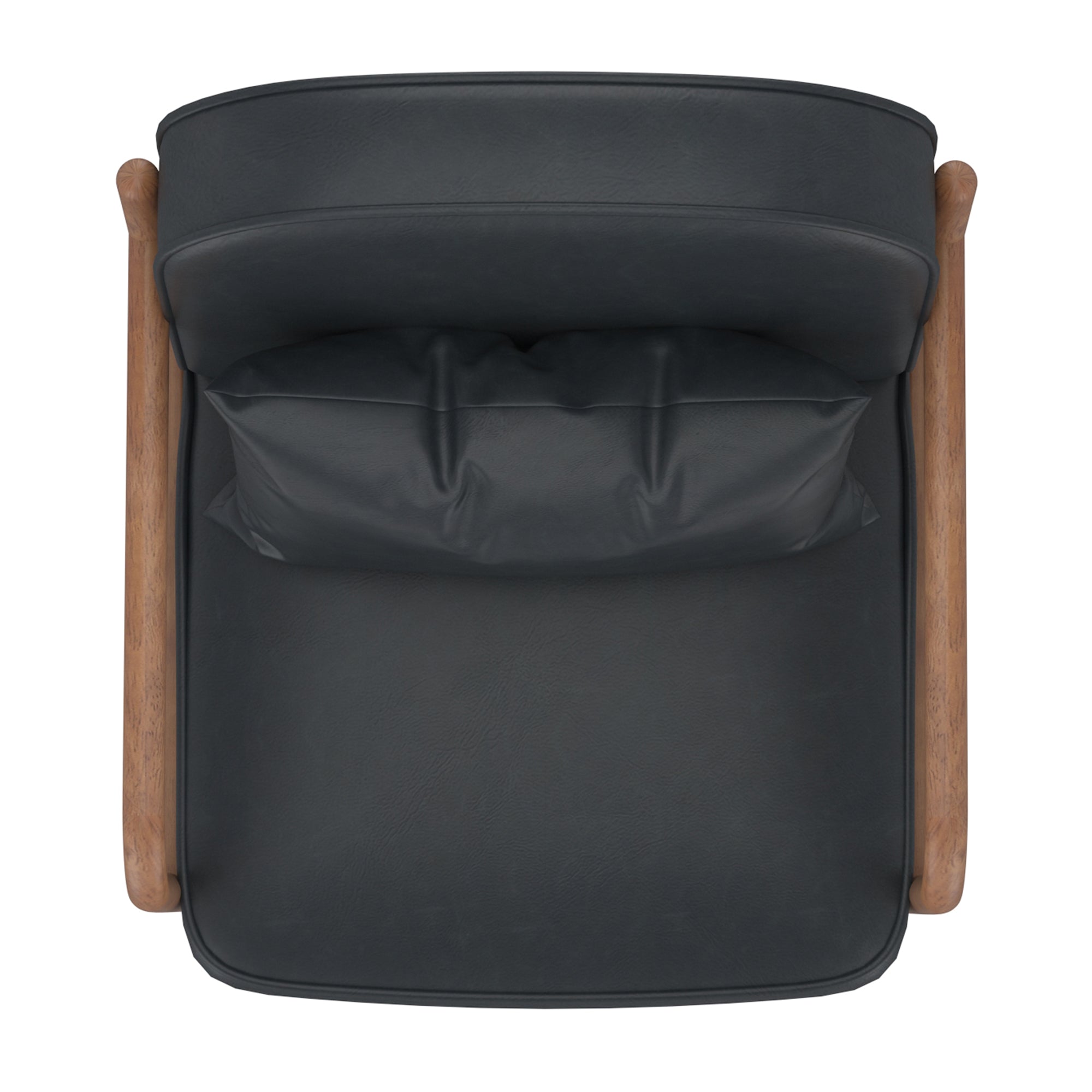 Fani Accent Chair - Black PU Leather Walnut Wood Frame-DECOROLALA