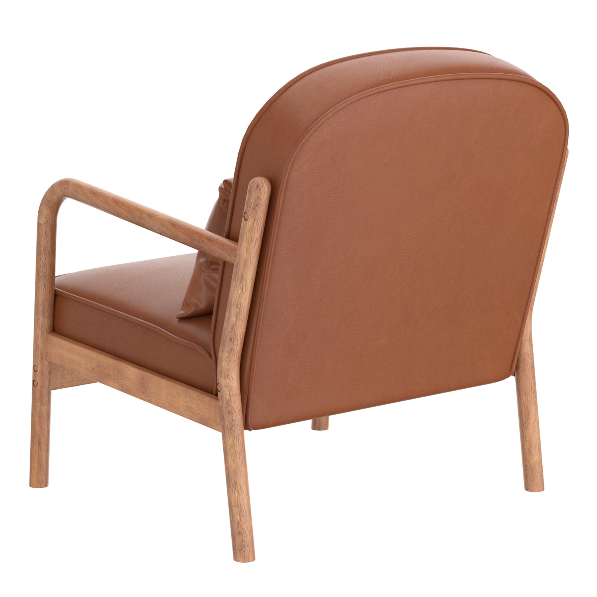 Fani Accent Chair - Saddle PU Leather Walnut Wood Frame-DECOROLALA