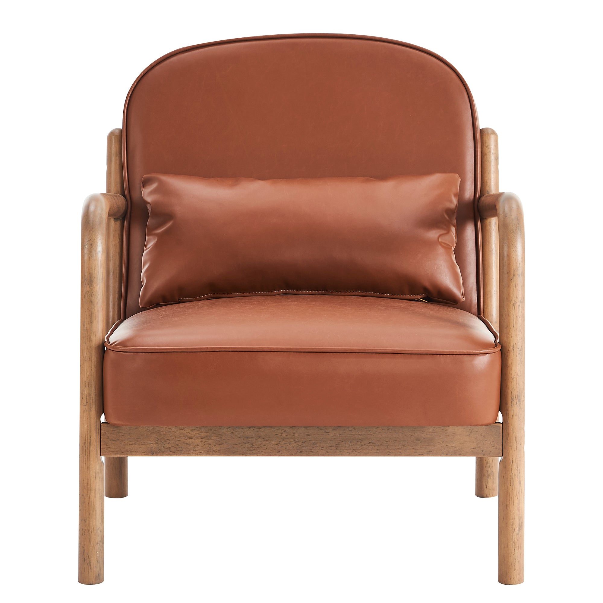 Fani Accent Chair - Saddle PU Leather Walnut Wood Frame-DECOROLALA