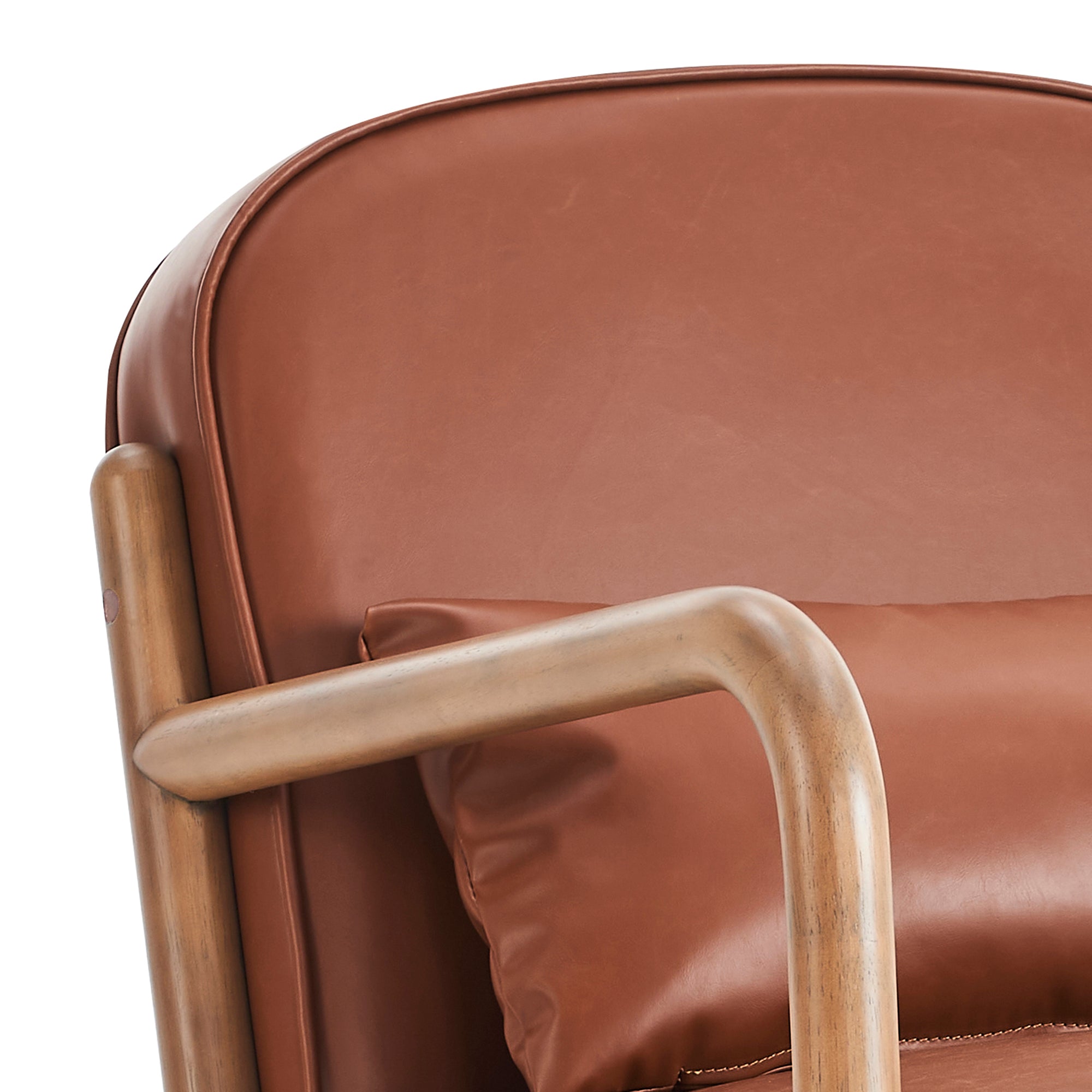 Fani Accent Chair - Saddle PU Leather Walnut Wood Frame-DECOROLALA