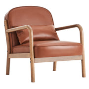 Fani Accent Chair - Saddle PU Leather Walnut Wood Frame-DECOROLALA