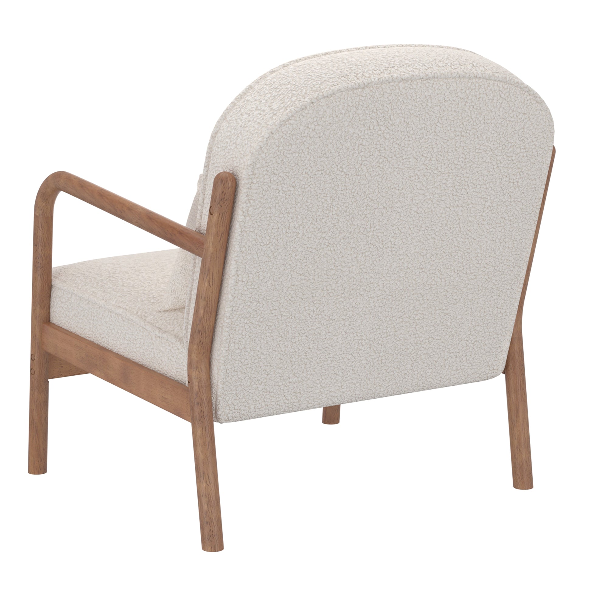 Fani Accent Chair - White Fabric Solid Wood Walnut Finish-DECOROLALA