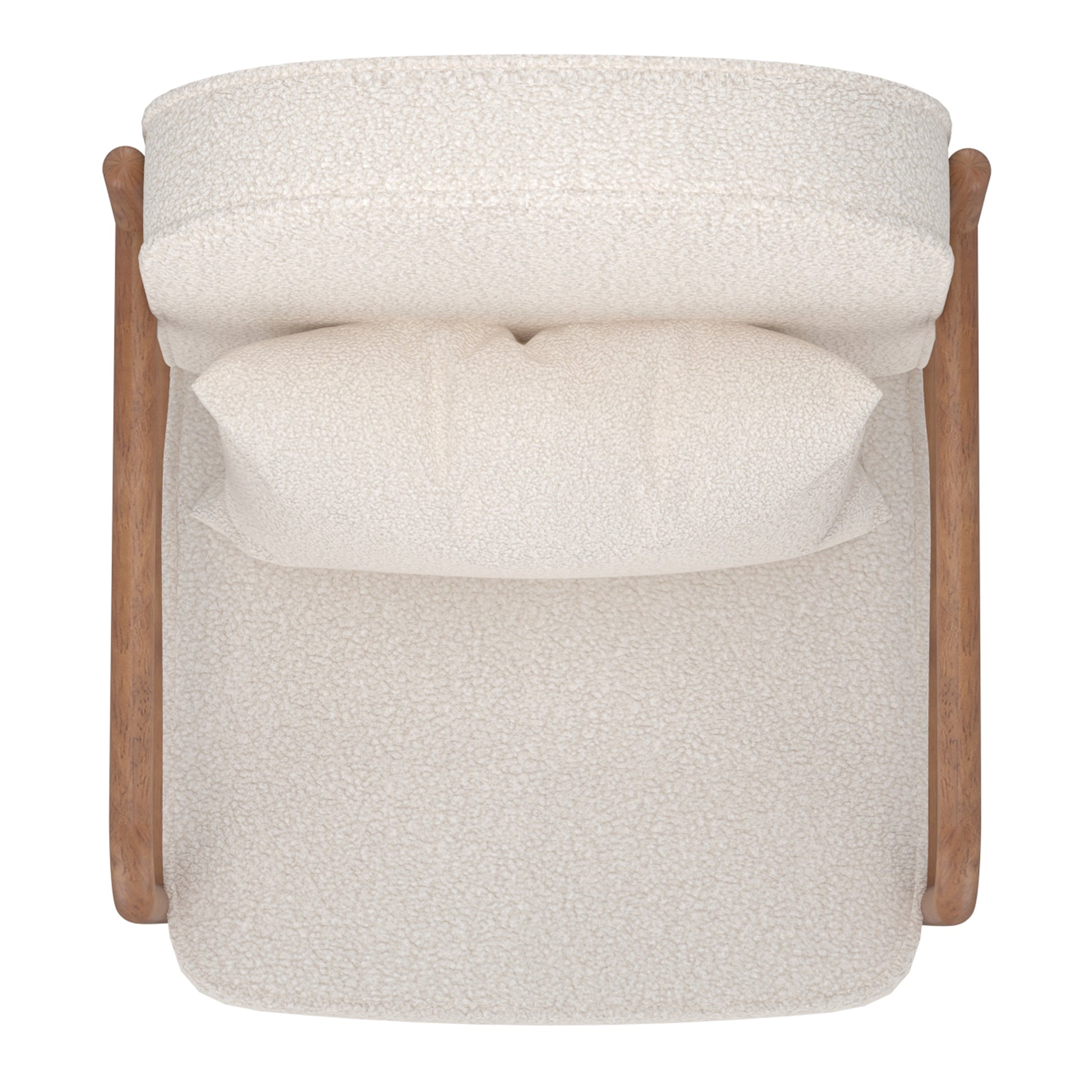 Fani Accent Chair - White Fabric Solid Wood Walnut Finish-DECOROLALA