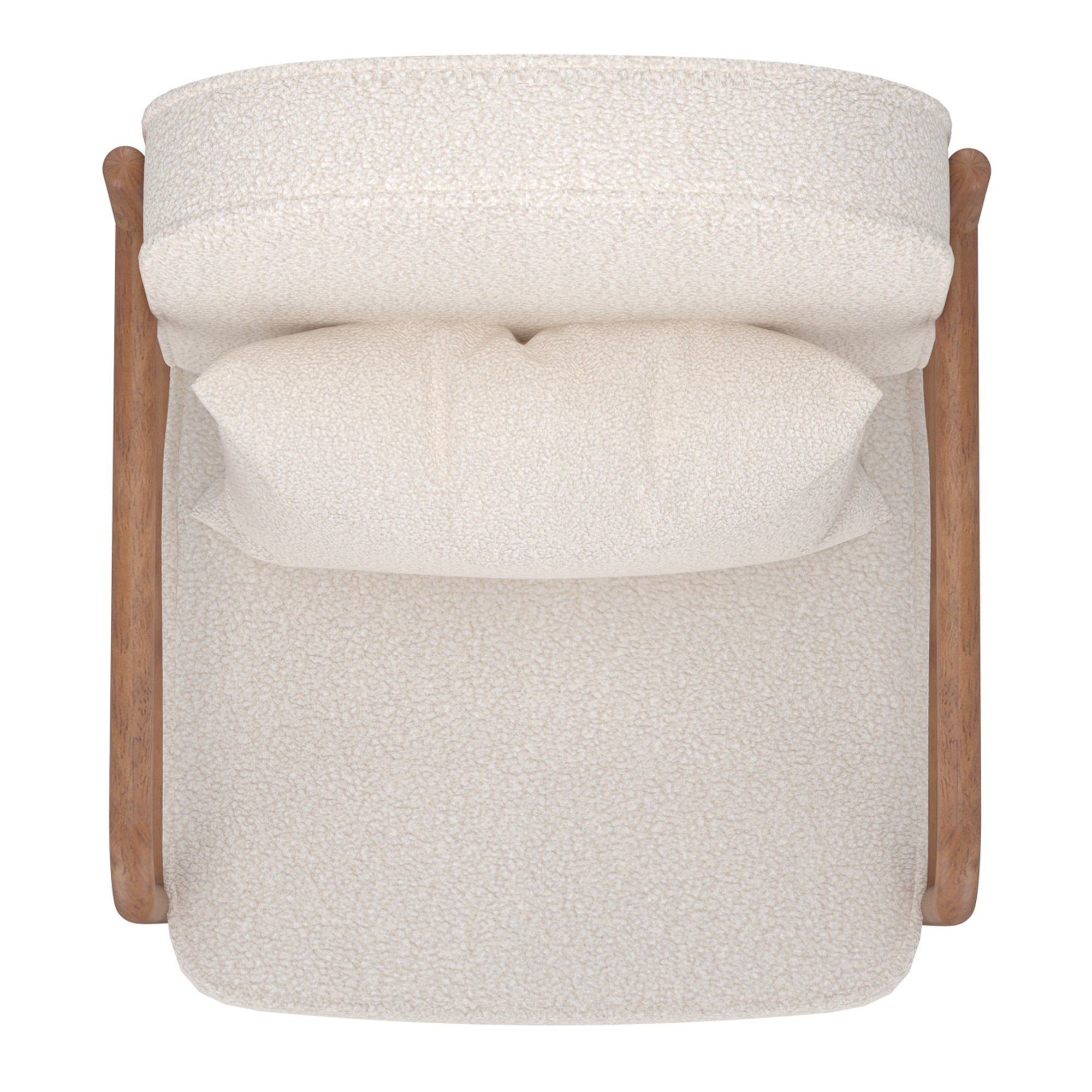 Fani Accent Chair - White Fabric Solid Wood Walnut Finish-DECOROLALA