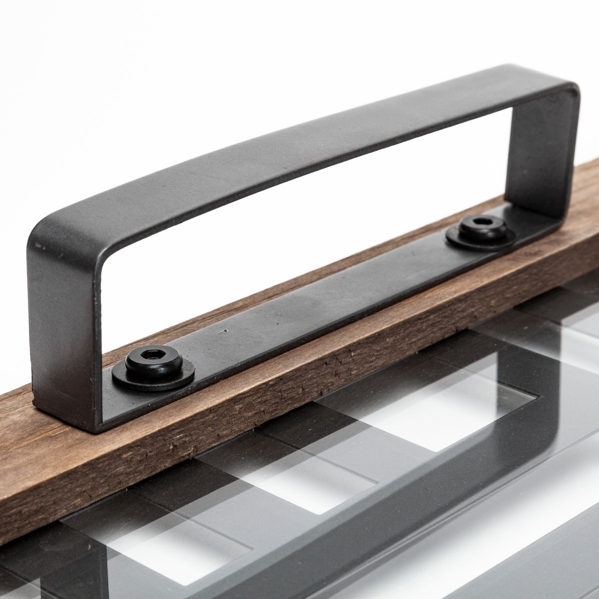 Fantuz 32L x 16W Gray Metal, Wood and Glass Serving Tray-Trays-DECOROLALA