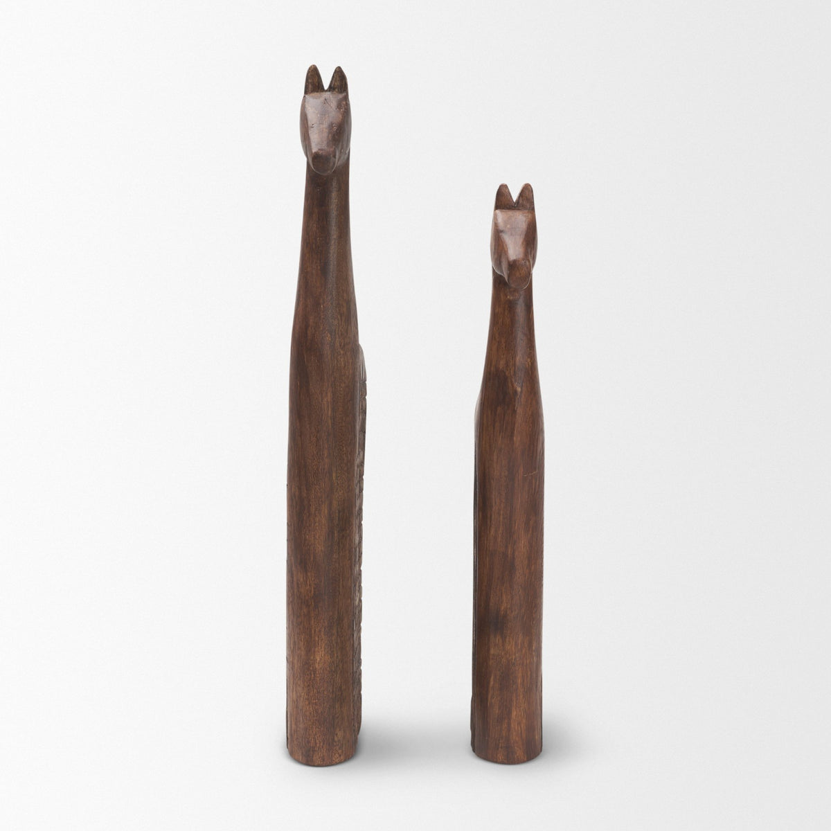 Farasi Medium Brown Wood Carved Horse Object (Set of 2)-Objects-DECOROLALA
