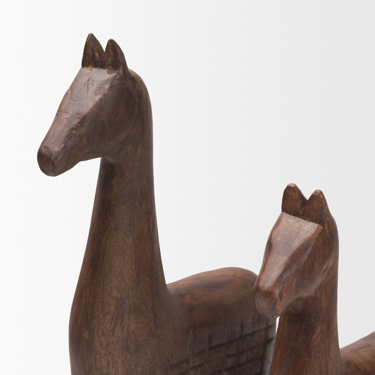 Farasi Medium Brown Wood Carved Horse Object (Set of 2)-Objects-DECOROLALA