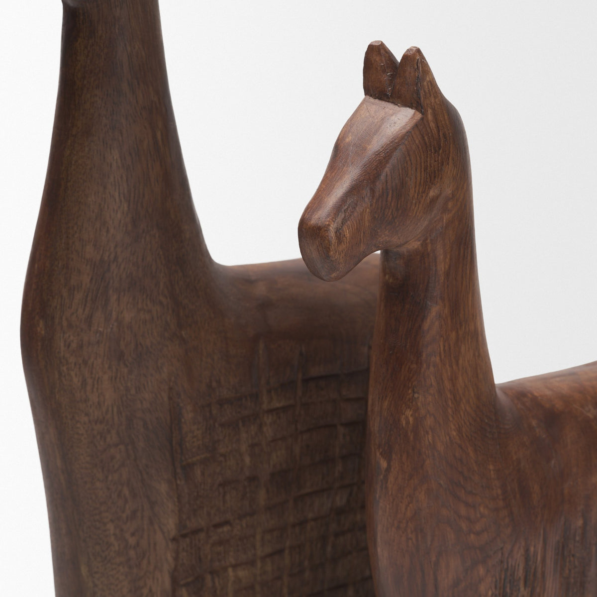 Farasi Medium Brown Wood Carved Horse Object (Set of 2)-Objects-DECOROLALA