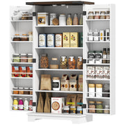 Farmhouse 47" Pantry Storage Cabinet - White, Adjustable Shelves-DECOROLALA