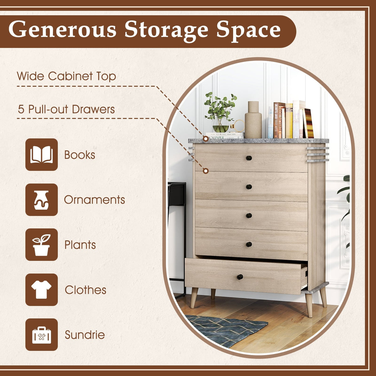 Farmhouse 5-Drawer Dresser - Grey (min order qty 2)-Dressers & Chests-DECOROLALA
