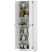 Farmhouse 67" Pantry Cabinet, Distressed White with Adjustable Shelves-DECOROLALA