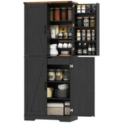Farmhouse 72" Kitchen Cabinet, Black, 4 Doors, Drawer, Shelves-DECOROLALA