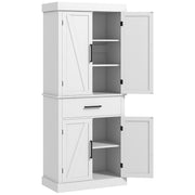 Farmhouse 72" Kitchen Storage Cabinet with 4 Barn Doors, White-DECOROLALA