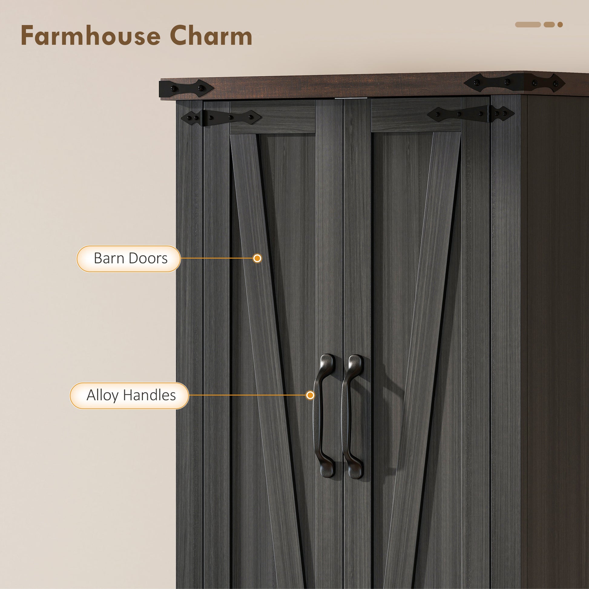 Farmhouse 72" Pantry Cabinet - Black Kitchen Storage with Adjustable Shelves-DECOROLALA