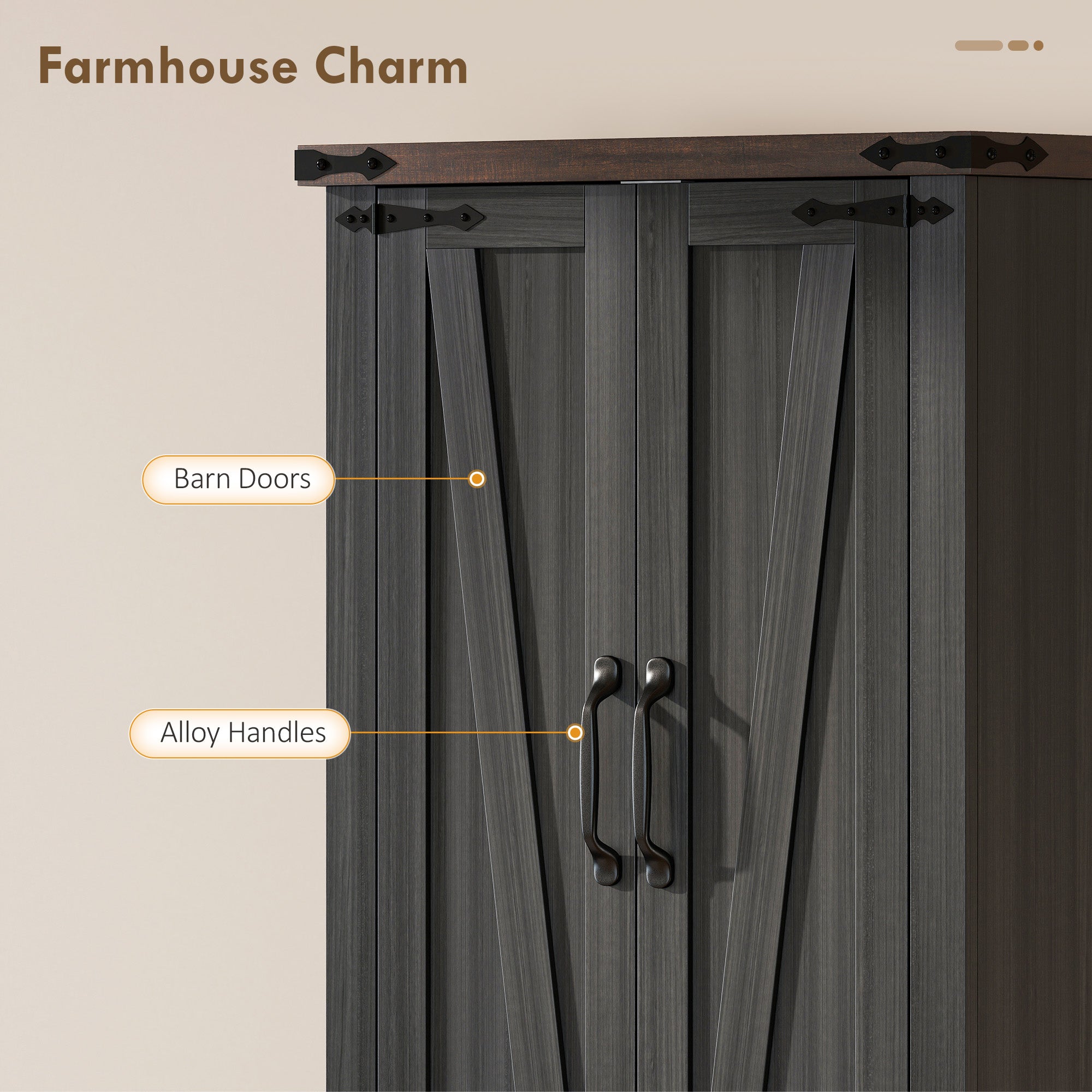 Farmhouse 72" Pantry Cabinet - Black Kitchen Storage with Adjustable Shelves-DECOROLALA