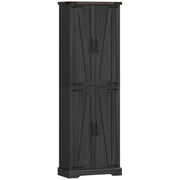 Farmhouse 72" Pantry Cabinet - Black Kitchen Storage with Adjustable Shelves-DECOROLALA