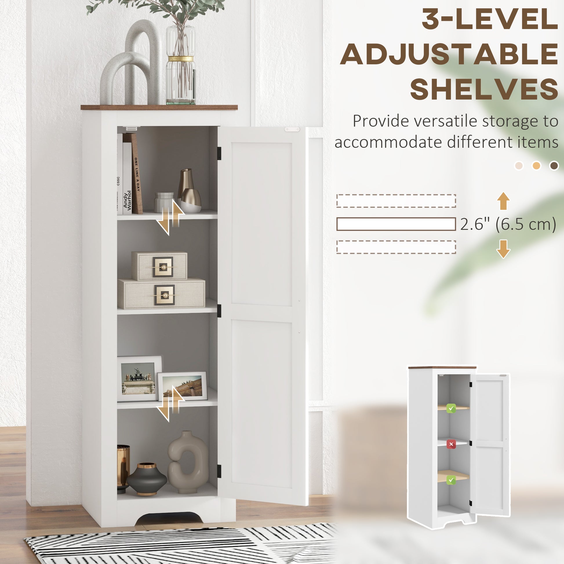 Farmhouse Accent Cabinet with Adjustable Shelf Barn Door Storage Cabinet for Living Room Floor Pantry Cabinet White-Home Furnishings > Storage & Organization > Storage Cabinets-DECOROLALA