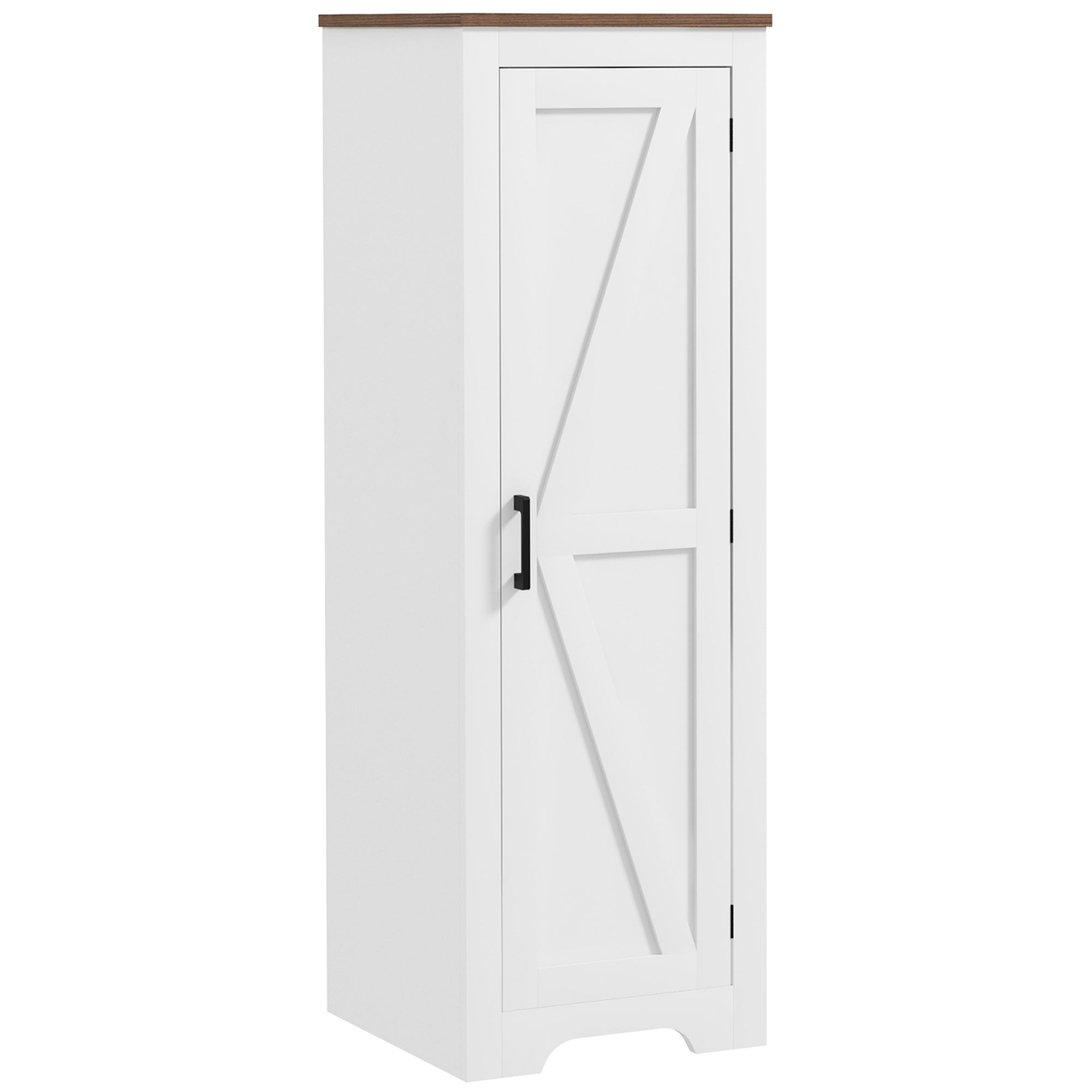 Farmhouse Accent Cabinet with Adjustable Shelf Barn Door Storage Cabinet for Living Room Floor Pantry Cabinet White-Home Furnishings > Storage & Organization > Storage Cabinets-DECOROLALA