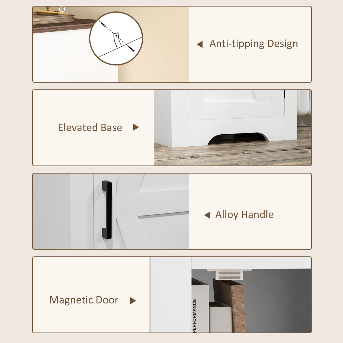 Farmhouse Barn Door Storage Cabinet - White 47" H-Home Furnishings > Storage & Organization > Storage Cabinets-DECOROLALA
