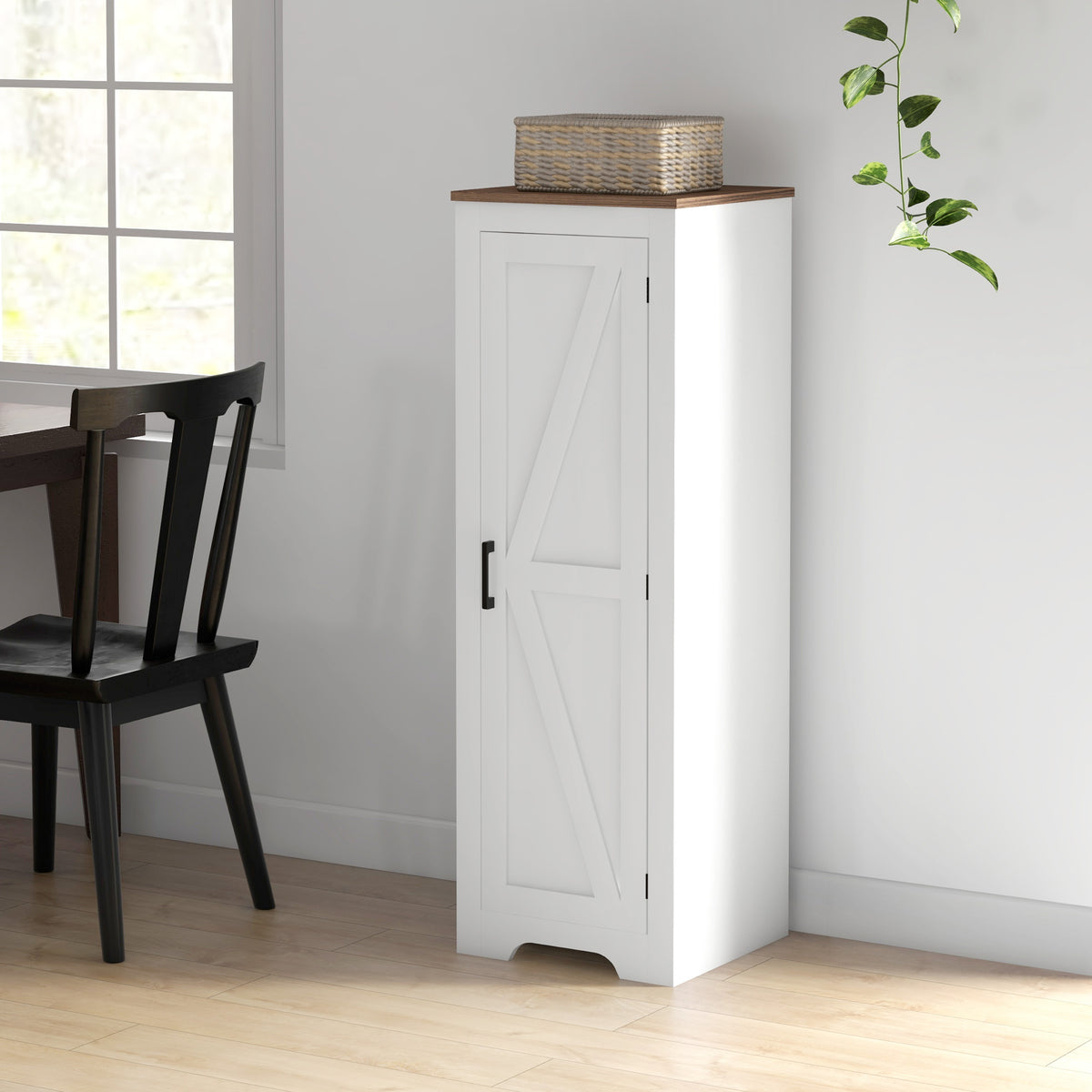 Farmhouse Barn Door Storage Cabinet - White 47" H-Home Furnishings > Storage & Organization > Storage Cabinets-DECOROLALA