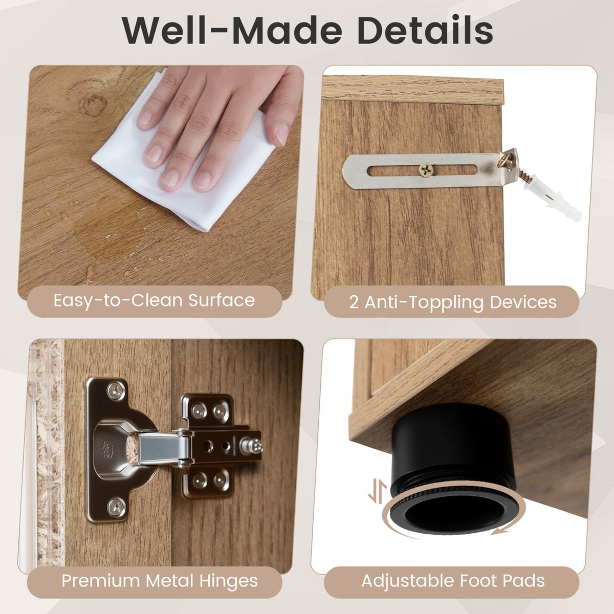 Farmhouse Bathroom Floor Cabinet - Sliding Barn Door Natural 59"-Floor Cabinets-DECOROLALA