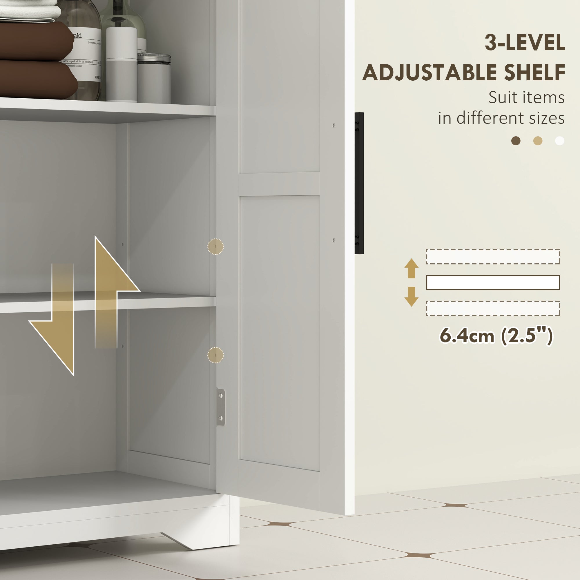 Farmhouse Bathroom Floor Cabinet - White 32" MDF-DECOROLALA