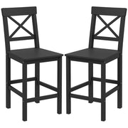 Farmhouse Counter Height Stools - Set of 2, Black Pine Wood-Home Furnishings > Kitchen & Dining Furniture > Bar Stools-DECOROLALA