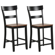 Farmhouse Dining Bar Stool Set of 2 with Solid Rubber Wood Frame-Black-Dining Chairs-DECOROLALA