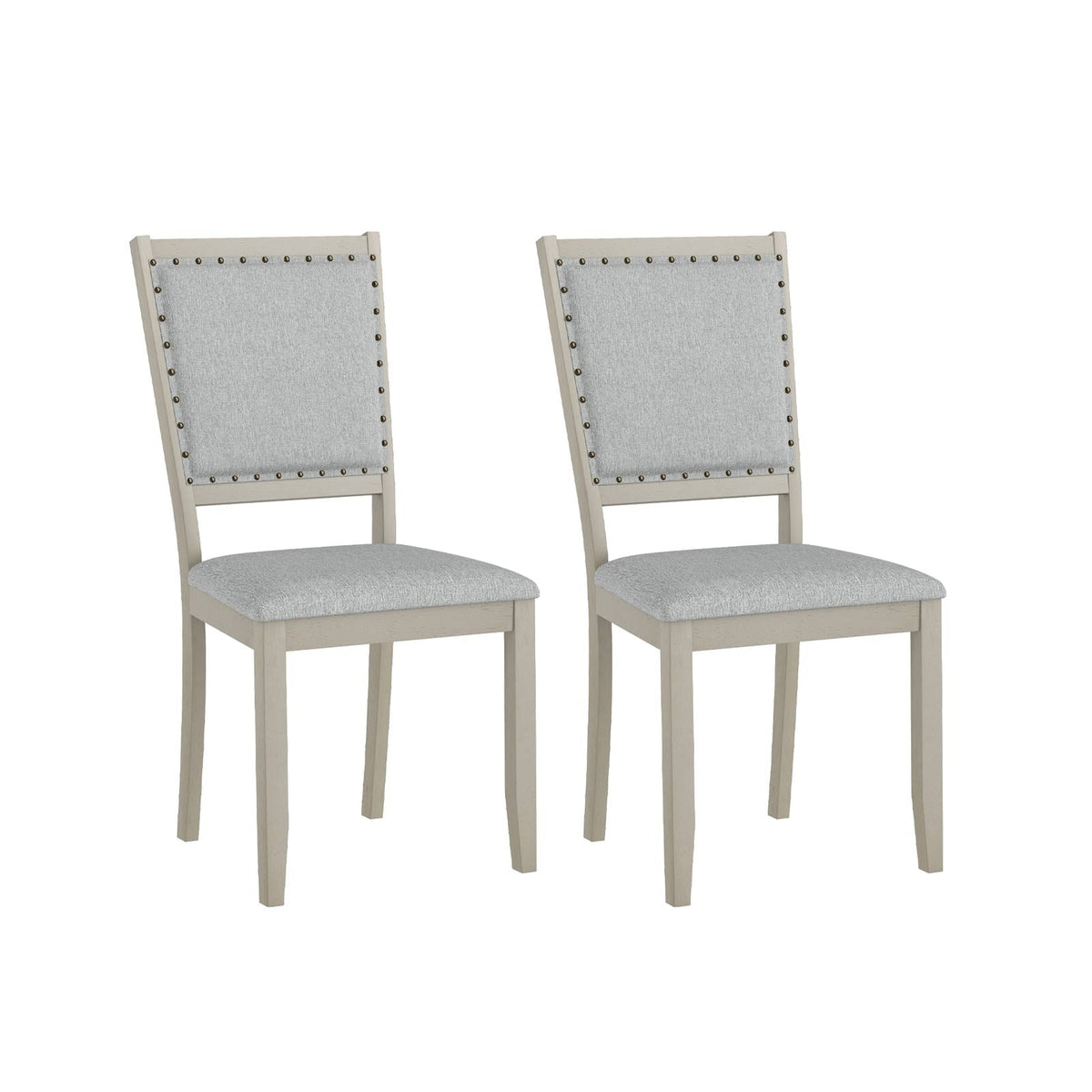 Farmhouse Dining Chair Set of 2 Fabric Upholstered Kitchen Chairs-Grey-Dining Chairs-DECOROLALA